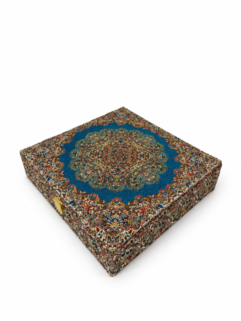 جعبه پذیرایی ترمه T03 طرح افراز آبی ۶ خانه با ابعاد ۳۰×۳۰