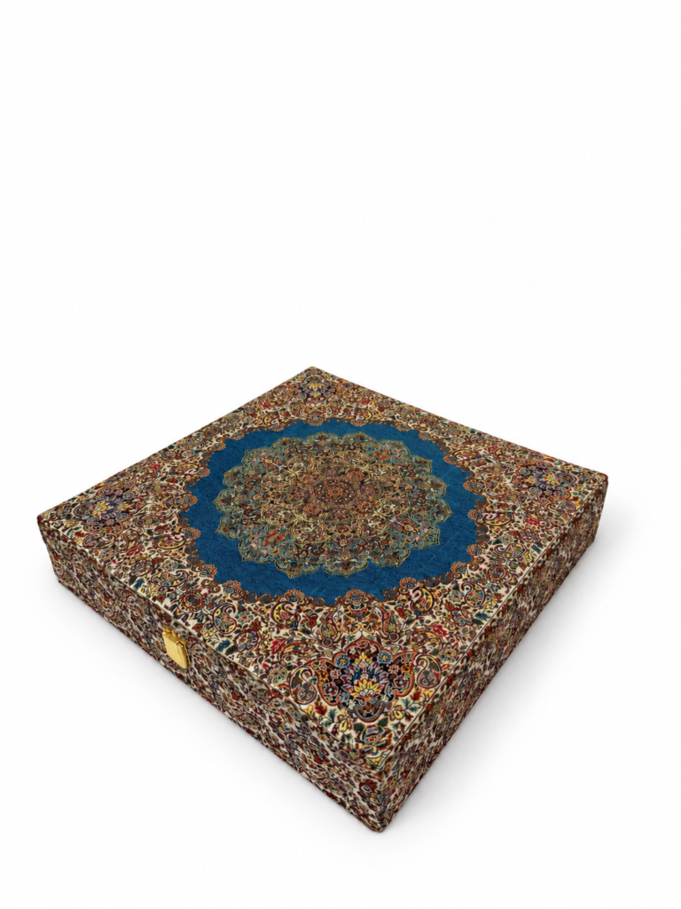 جعبه پذیرایی ترمه مدل T04 طرح افراز آبی ۹ خانه سایز ۳۸×۳۸