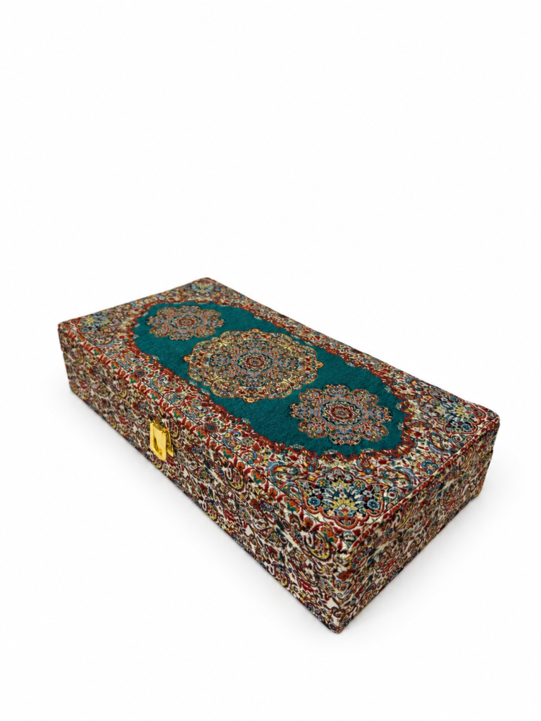 جعبه پذیرایی ترمه مستطیلی T02 طرح افراز سبز ۶ خانه