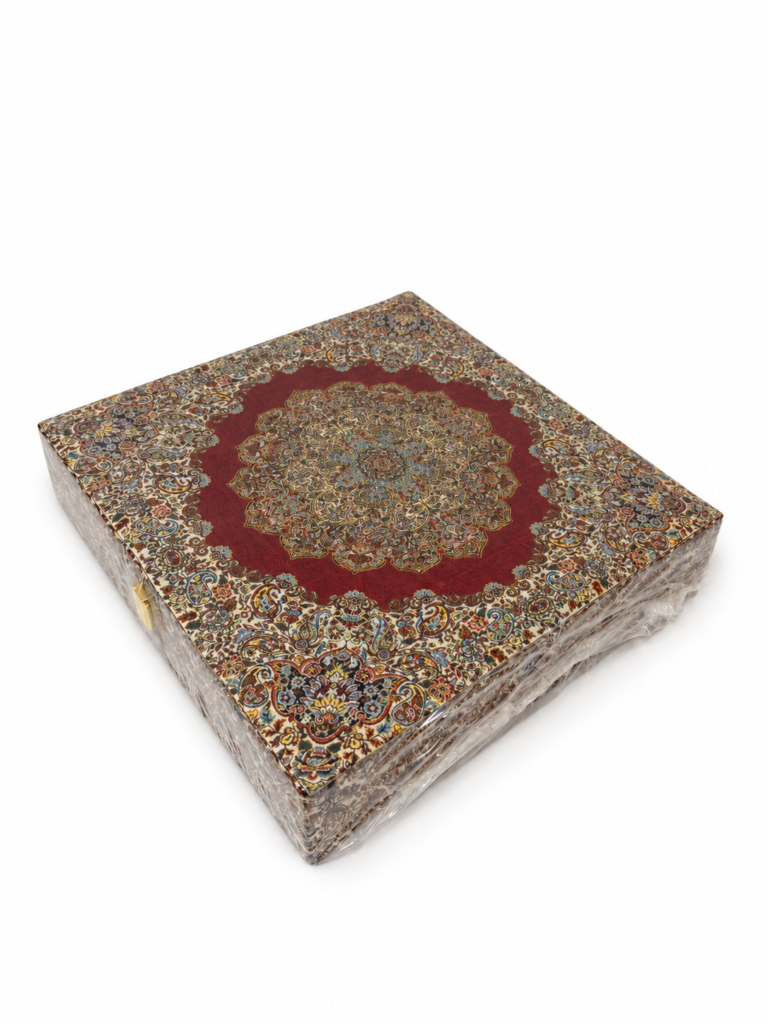 جعبه پذیرایی ترمه مدل T03 افراز قرمز ۶ خانه سایز ۳۰×۳۰